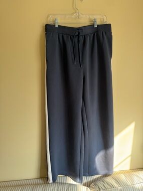 Women’s Navy Blue Drawstring Track Pants with Side Stripe